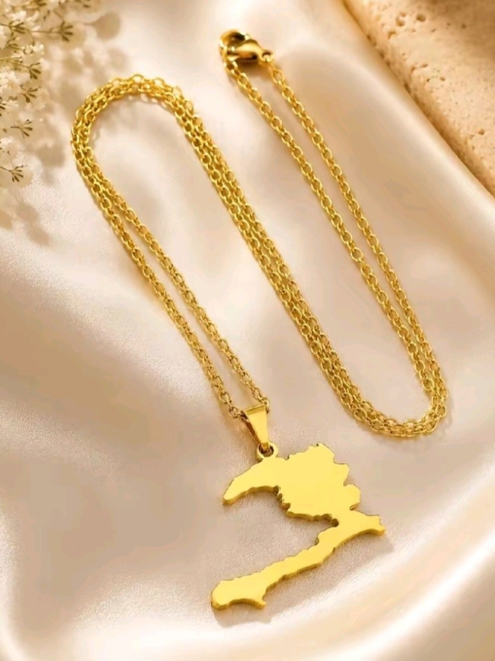 Gold Haiti Map Pendant Necklace - Women Jewelry